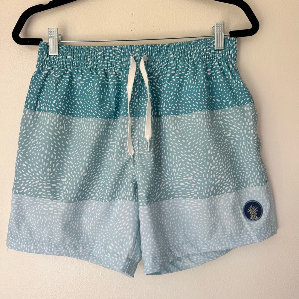 Chubbies Teal Gradient Speck Pattern Swim Trunks … - image 1